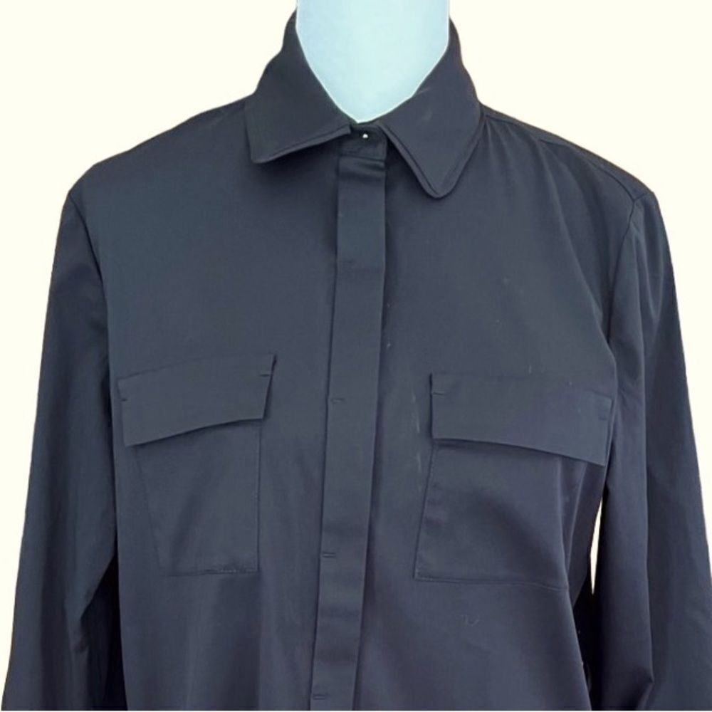 Per Se By Carlisle Black Button Front Blouse With… - image 2